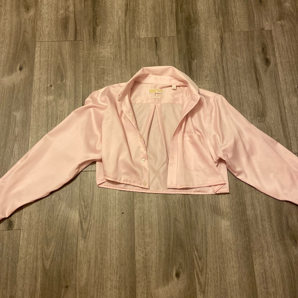 Michael Kors Cropped Pink Button Down